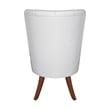 Leather Dining Chair Diamond-Tufted Side Chair in Rubberwood in Light Gray
