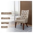 Leather Dining Chair Diamond-Tufted Side Chair in Rubberwood in Taupe