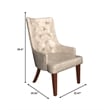 Leather Dining Chair Diamond-Tufted Side Chair in Rubberwood in Taupe