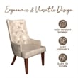 Leather Dining Chair Diamond-Tufted Side Chair in Rubberwood in Taupe