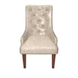 Leather Dining Chair Diamond-Tufted Side Chair in Rubberwood in Taupe