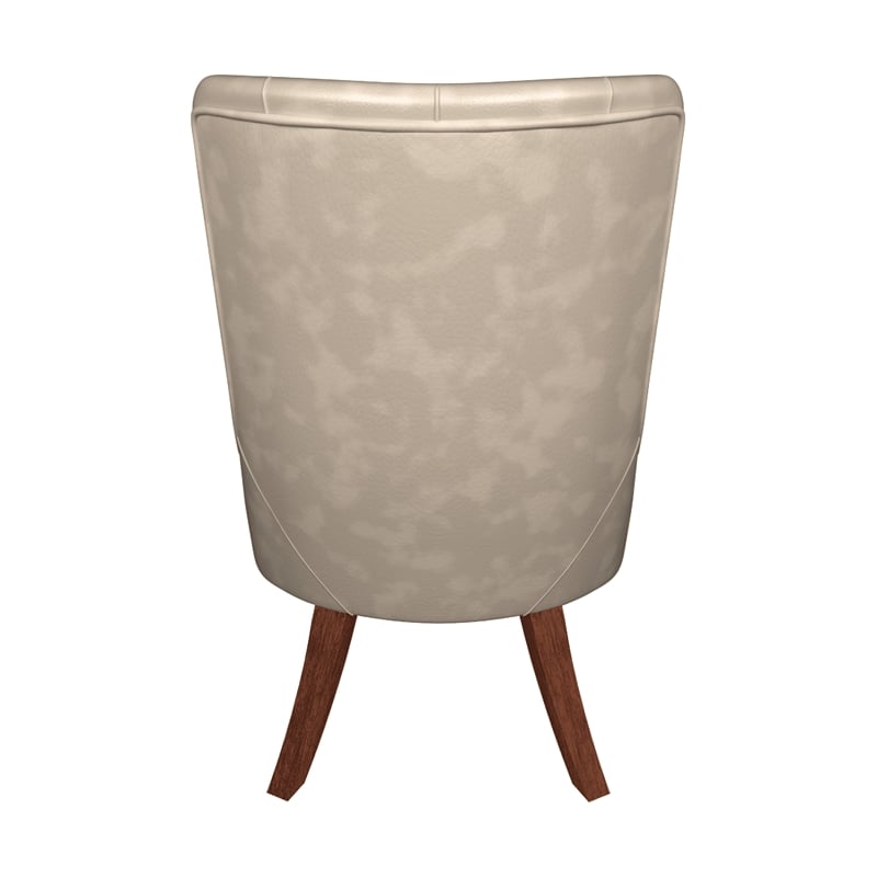 Leather Dining Chair Diamond-Tufted Side Chair in Rubberwood in Taupe