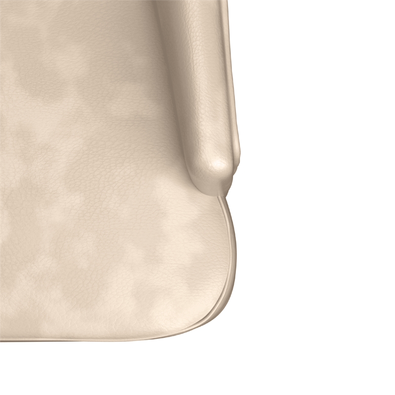 Leather Dining Chair Diamond-Tufted Side Chair in Rubberwood in Taupe