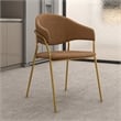 Dining Chair in Velvet Gold Stainless Steel Armchair in Brown