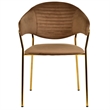 Dining Chair in Velvet Gold Stainless Steel Armchair in Brown