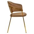 Dining Chair in Velvet Gold Stainless Steel Armchair in Brown