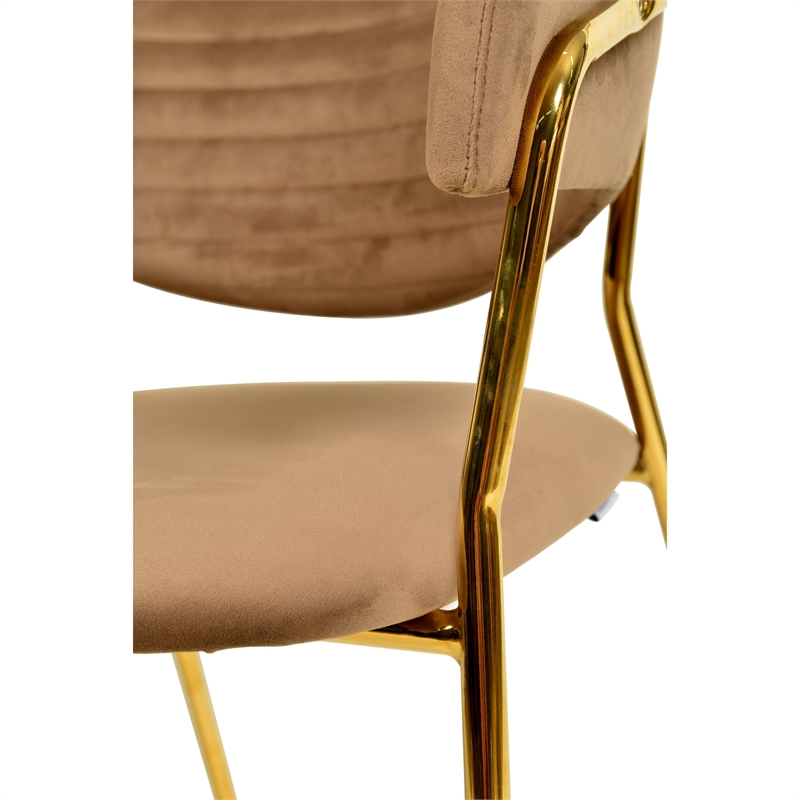 Dining Chair in Velvet Gold Stainless Steel Armchair in Brown