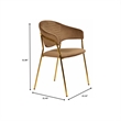 Dining Chair in Velvet Gold Stainless Steel Armchair in Brown