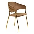 Dining Chair in Velvet Gold Stainless Steel Armchair in Brown