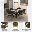 Dining Chair in Leather Gold Stainless Steel Armchair in Charcoal