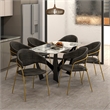 Dining Chair in Leather Gold Stainless Steel Armchair in Charcoal