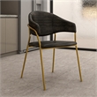 Dining Chair in Leather Gold Stainless Steel Armchair in Charcoal