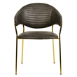 Dining Chair in Leather Gold Stainless Steel Armchair in Charcoal