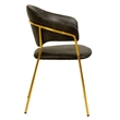 Dining Chair in Leather Gold Stainless Steel Armchair in Charcoal