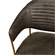 Dining Chair in Leather Gold Stainless Steel Armchair in Charcoal