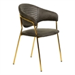 Dining Chair in Leather Gold Stainless Steel Armchair in Charcoal