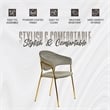 Dining Chair in Velvet Gold Stainless Steel Armchair in Light Gray