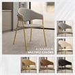 Dining Chair in Velvet Gold Stainless Steel Armchair in Light Gray