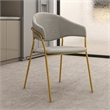 Dining Chair in Velvet Gold Stainless Steel Armchair in Light Gray