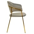 Dining Chair in Velvet Gold Stainless Steel Armchair in Light Gray