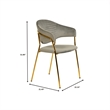 Dining Chair in Velvet Gold Stainless Steel Armchair in Light Gray