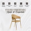 Dining Chair in Leather Gold Stainless Steel Armchair in Taupe