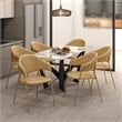 Dining Chair in Leather Gold Stainless Steel Armchair in Taupe