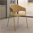 Dining Chair in Leather Gold Stainless Steel Armchair in Taupe