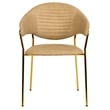 Dining Chair in Leather Gold Stainless Steel Armchair in Taupe