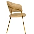 Dining Chair in Leather Gold Stainless Steel Armchair in Taupe