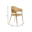 Dining Chair in Leather Gold Stainless Steel Armchair in Taupe