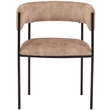 Dining Chair in Velvet with Open-Back and Powder Coated Iron Legs in Light Brown