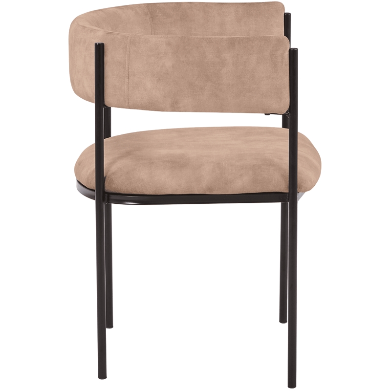 Dining Chair in Velvet with Open-Back and Powder Coated Iron Legs in Light Brown