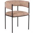 Dining Chair in Velvet with Open-Back and Powder Coated Iron Legs in Light Brown