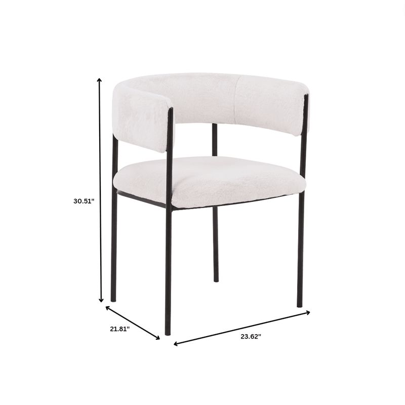 Dining Chair in Fabric with Open-Back and Powder Coated Iron Legs in White