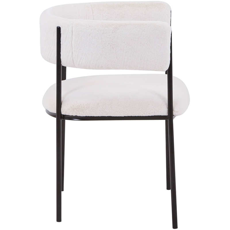 Dining Chair in Fabric with Open-Back and Powder Coated Iron Legs in White