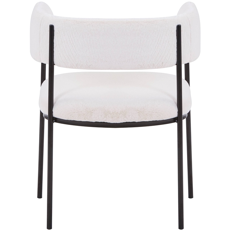 Dining Chair in Fabric with Open-Back and Powder Coated Iron Legs in White
