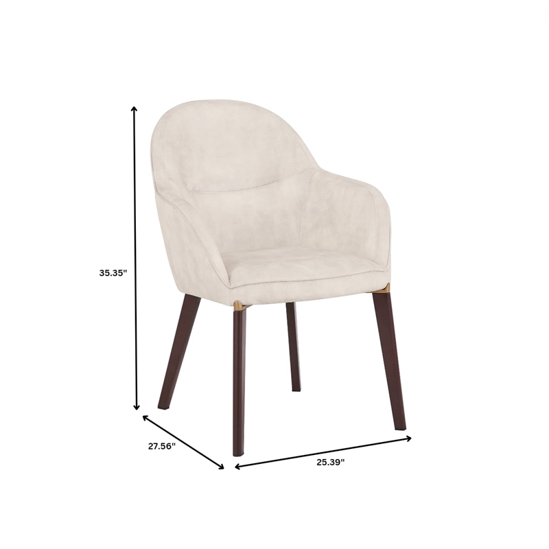 Elias Dining Chair Upholstered in Velvet and Powder Coated Legs in Beige