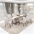 Elias Dining Chair Upholstered in Velvet and Powder Coated Legs in Beige