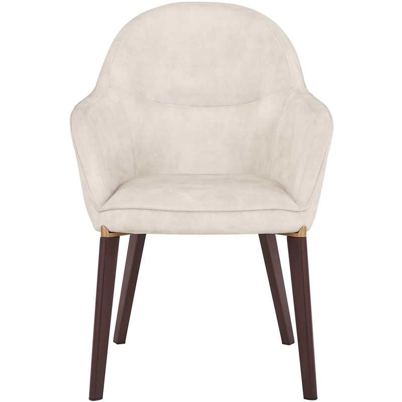 Elias Dining Chair Upholstered in Velvet and Powder Coated Legs in Beige