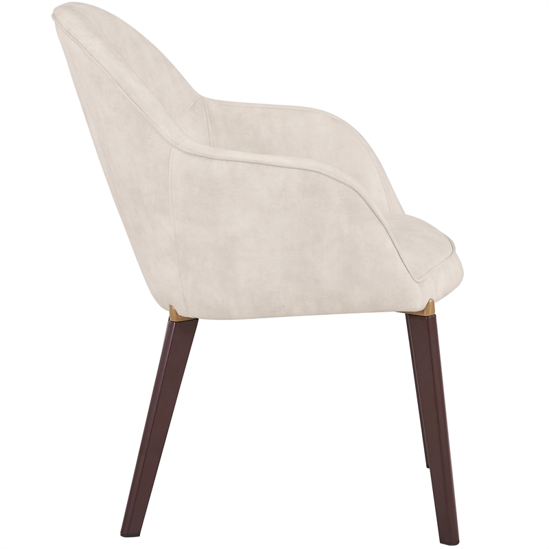 Elias Dining Chair Upholstered in Velvet and Powder Coated Legs in Beige