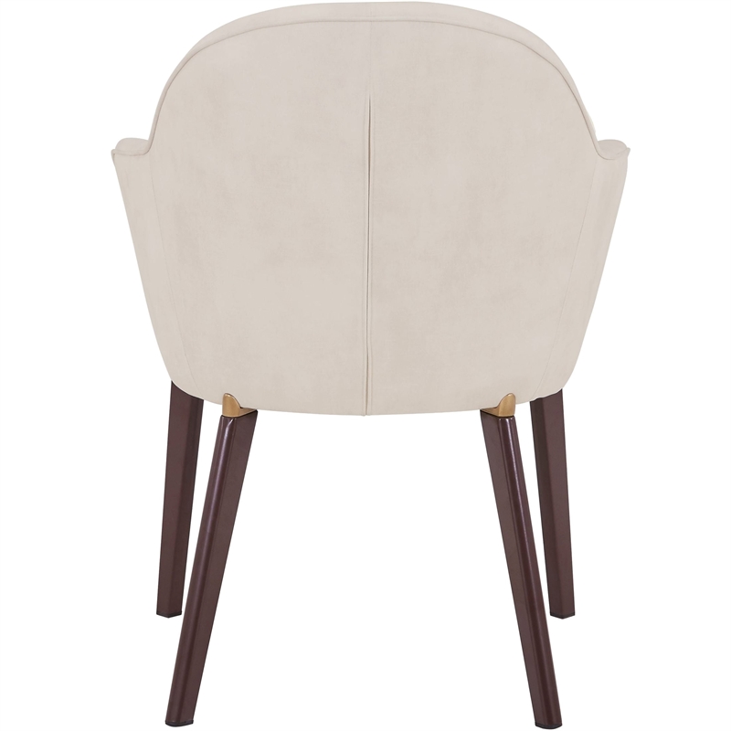 Elias Dining Chair Upholstered in Velvet and Powder Coated Legs in Beige