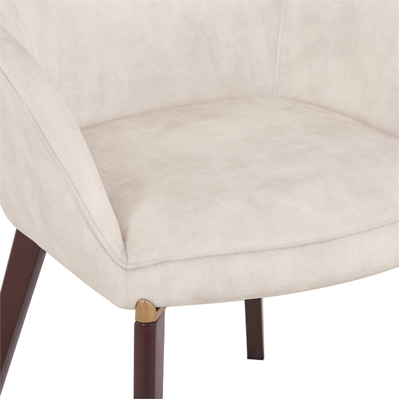 Elias Dining Chair Upholstered in Velvet and Powder Coated Legs in Beige