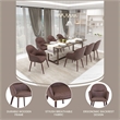 Elias Dining Chair Upholstered in Leather and Powder Coated Legs in Brown