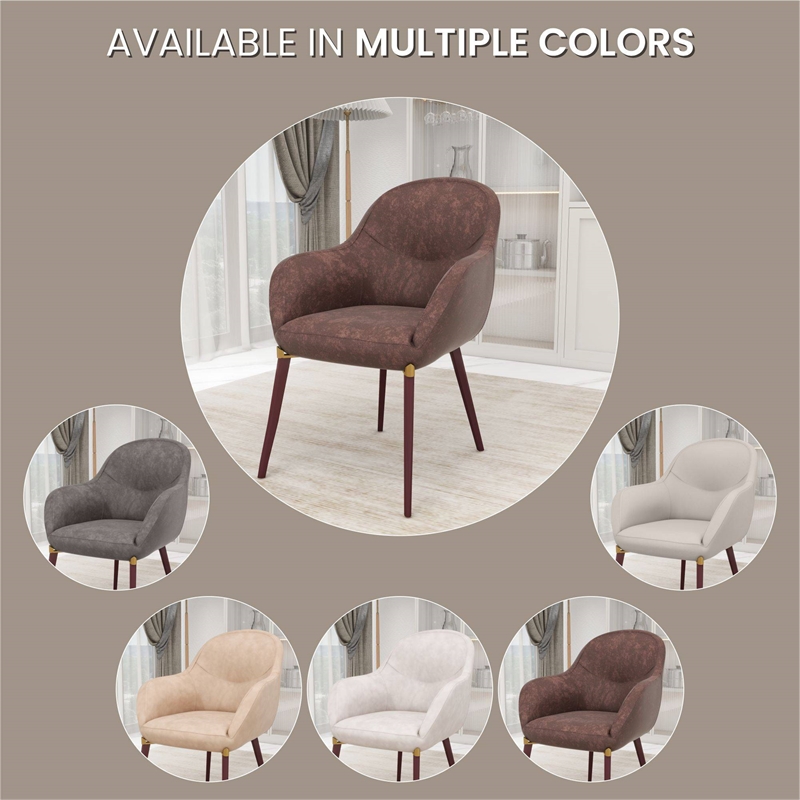 Elias Dining Chair Upholstered in Leather and Powder Coated Legs in Brown