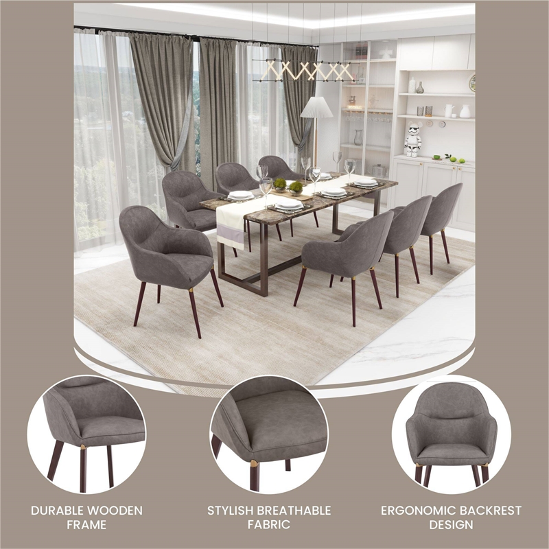 Elias Dining Chair Upholstered in Leather and Powder Coated Legs in Dark Gray