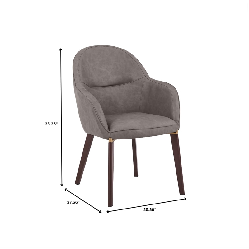 Elias Dining Chair Upholstered in Leather and Powder Coated Legs in Dark Gray