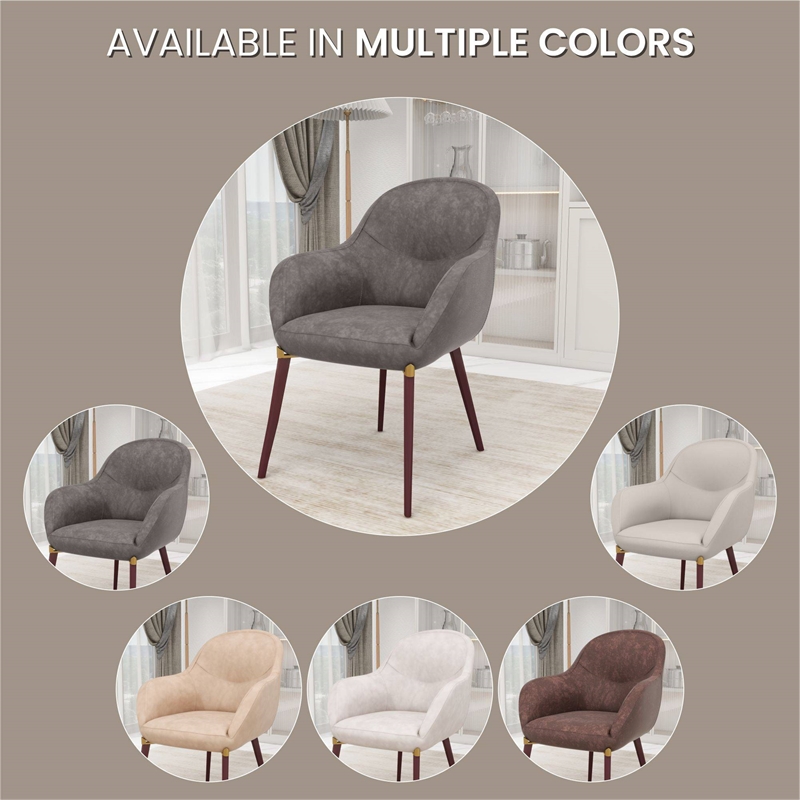 Elias Dining Chair Upholstered in Leather and Powder Coated Legs in Dark Gray