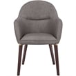 Elias Dining Chair Upholstered in Leather and Powder Coated Legs in Dark Gray
