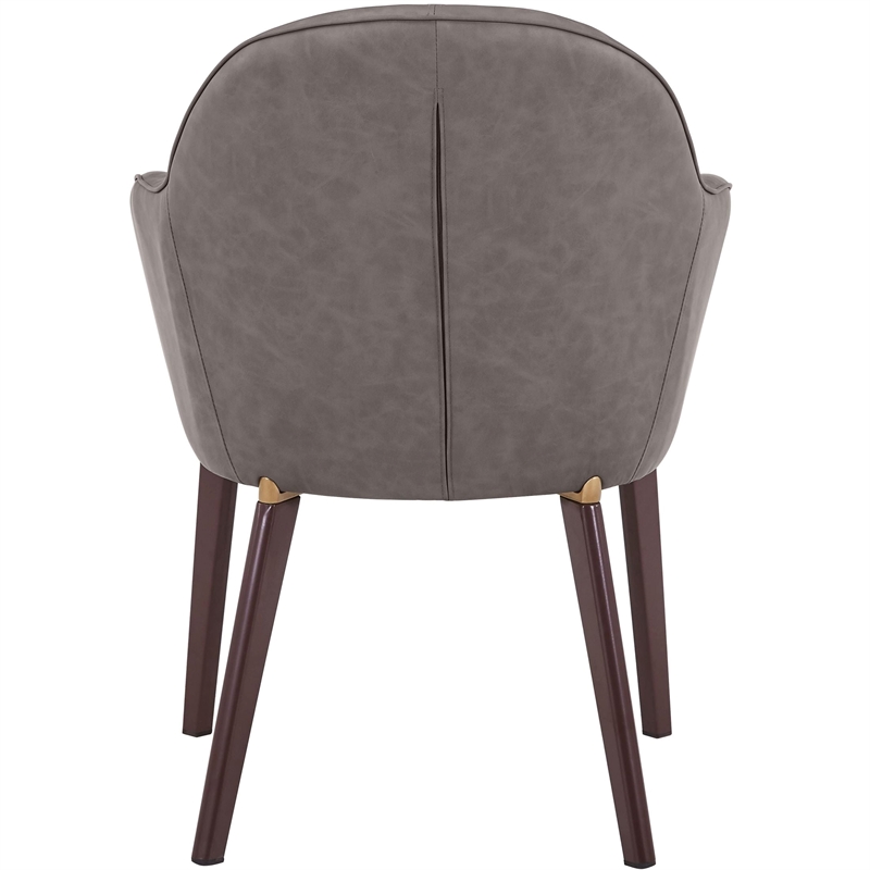 Elias Dining Chair Upholstered in Leather and Powder Coated Legs in Dark Gray